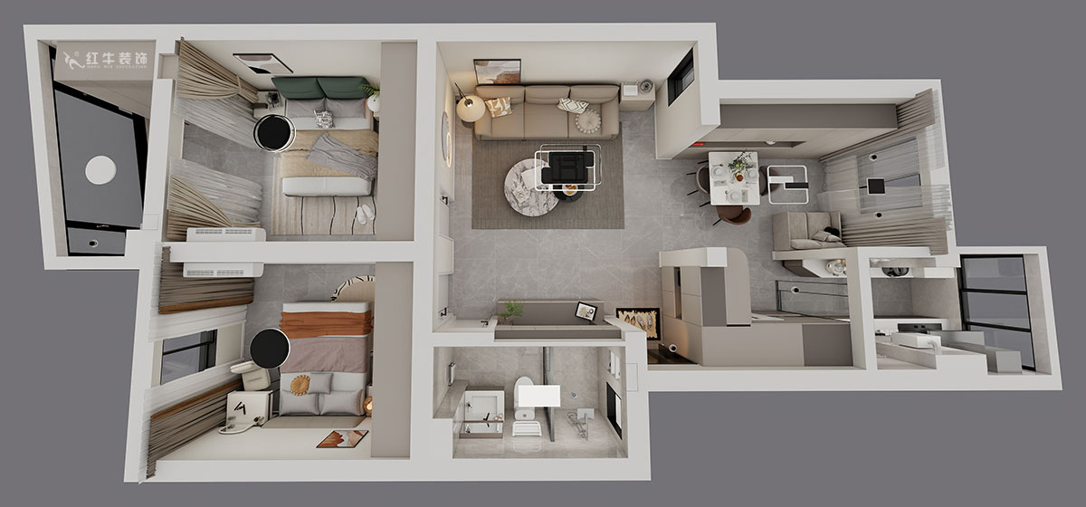 孟宪涛｜龙蟠花苑6-502-75㎡-现代简约风格｜3室1厅1卫｜老房装修｜定制家｜全包11万｜00_04鸟瞰图